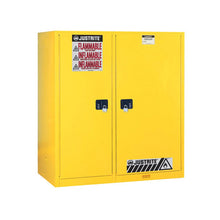 Load image into Gallery viewer, Yellow Double-Duty Safety Cabinet With Drum Rollers | 2 Self-Close Doors | 899270 | Justrite - image 1