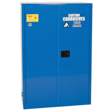 Load image into Gallery viewer, 45 Gal Blue Manual Close Metal Corrosive Safety Cabinet | 2 Door | CRA47X | Justrite - image 1