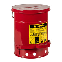Load image into Gallery viewer, Red 6 Gallon Oily Waste Can | Foot-Operated, Self-Closing Cover | 09100 | Justrite - image 1