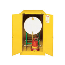 Load image into Gallery viewer, Yellow 55 Gallon Horiz Drum Safety Cabinet | 2 Self-Close Doors | 899320 | Justrite - image 1