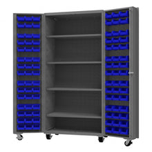 Load image into Gallery viewer, Durham Mobile Cabinet, 14 Gauge, 96 Bins, 4 shelves, 36 x 24 x 76 - image 1