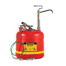 Load image into Gallery viewer, 5 Gallon Plastic Safety Can, with Stainless Steel Piston Pump, Red – #14586 | Justrite - image 1