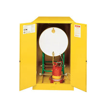 Load image into Gallery viewer, Yellow 55 Gallon Horiz Drum Safety Cabinet | 2 Manual-Close Doors | 899300 | Justrite - image 1
