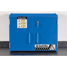 Load image into Gallery viewer, Blue Wood Laminate Countertop Corrosives Cabinet | 2 Door | 24120 | Justrite - image 1