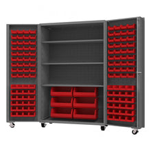 Load image into Gallery viewer, Durham Mobile Cabinet, 14 Gauge, 126 Bins, 3 shelves, 48 x 24 x 76 - image 1