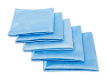 Load image into Gallery viewer, Blue Microfiber Dual-Texture Glass Towel 16" x 16", 350 GSM, 5 Pack