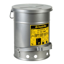 Load image into Gallery viewer, Silver 6 Gallon Oily Waste Can | Foot-Operated, Self-Closing Cover | 09104 | Justrite - image 2