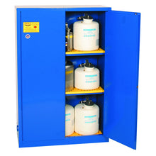 Load image into Gallery viewer, 45 Gal Blue Manual Close Metal Corrosive Safety Cabinet | 2 Door | CRA47X | Justrite - image 2