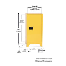 Load image into Gallery viewer, Yellow 16 Gal Manual Close Space Safety Cabinet | Tower | 1906XLEGS - 1906XLEGS - image 2
