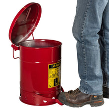 Load image into Gallery viewer, Red 6 Gallon Oily Waste Can | Foot-Operated, Self-Closing Cover | 09100 | Justrite - image 3