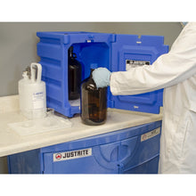Load image into Gallery viewer, Blue Plastic Countertop Corrosives Cabinet | 1 Manual Close Door | 24080 | Justrite - image 4