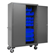 Load image into Gallery viewer, Durham Mobile Cabinet, 14 Gauge, 42 Blue Bins, 48 x 24 x 81 - image 4