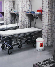 Load image into Gallery viewer, Justrite 6 Gallon Steel Biohazard Waste Can, Foot-Operated Self-Closing, Red - 05910R