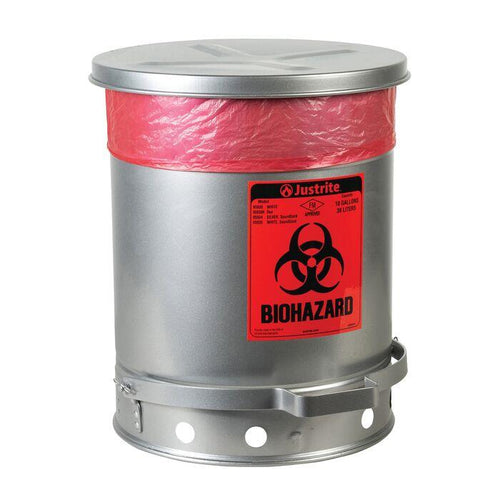 Justrite 05934 CAN, BIOHAZD W/SNDGRD, 10G, SL