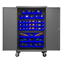 Load image into Gallery viewer, Durham Mobile Cabinet, 14 Gauge, 42 Blue Bins, 48 x 24 x 81 - image 7