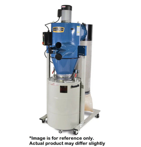 Baileigh Industrial - 3HP 220V 1Ph Cyclone Style Dust Collector, 2111 CFM, 63 Gallon Drum