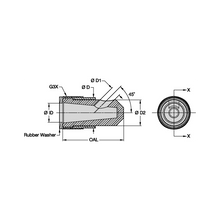 Load image into Gallery viewer, Kennametal R045-6 45° Angle ROCTEC Blast Nozzle, 3/8" Bore - dimension drawing