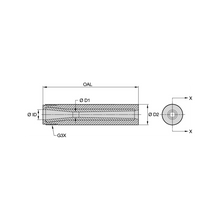 Load image into Gallery viewer, Kennametal SLVE-8AP Conventional Long Venturi Silicon Carbide Blast Nozzle, 1/2" Bore, 1-1/4" Polyurethane Thread - dimension drawing
