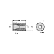 Load image into Gallery viewer, Kennametal T121-450AP 50mm Short Venturi Tungsten Carbide Blast Nozzle, 1/4" Bore, 50mm Thread - dimension drawing