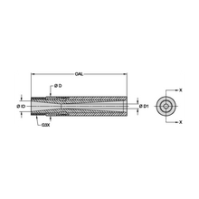 Load image into Gallery viewer, Kennametal T159-12VP Special Venturi Tungsten Carbide Blast Nozzle, 3/4" Bore, 1-1/4" Brass Thread - dimension drawing