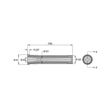 Load image into Gallery viewer, Kennametal T159-7F Conventional Long Venturi Tungsten Carbide Blast Nozzle, 7/16" Bore - dimension drawing