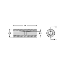Load image into Gallery viewer, Kennametal TL108-2 Short Venturi Tungsten Carbide Blast Nozzle, 1/8" Bore - dimension drawing