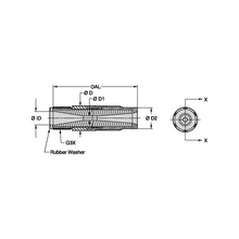 Load image into Gallery viewer, Kennametal BLVE-4P Conventional Long Venturi Boron Carbide Blast Nozzle, 1/4" Bore, 1-1/4" Brass Thread - dimension drawing