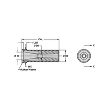 Load image into Gallery viewer, Kennametal B3M4-K Medium Venturi Boron Carbide Blast Nozzle, 3/16" Bore - dimension drawing