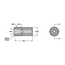 Load image into Gallery viewer, Kennametal B5S2-GV Medium Venturi Boron Carbide Blast Nozzle, 5/16" Bore, 3/4" Steel Thread - dimension drawing