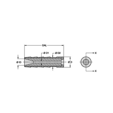 Load image into Gallery viewer, Kennametal B131-6 25mm Special Venturi Boron Carbide Blast Nozzle, 3/8" Bore - dimension drawing