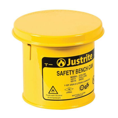 Justrite 10171 CAN, BENCH , STEEL, 1 QT, YL
