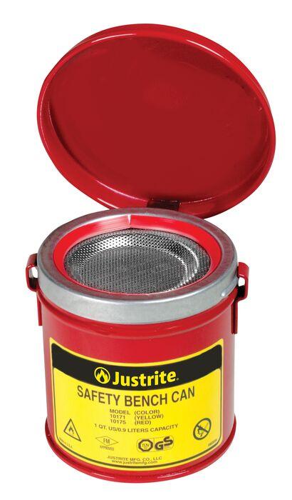 Justrite 10175 CAN, BENCH , STEEL, 1 QT, RED