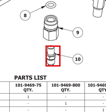 Load image into Gallery viewer, Binks 107-1449 DM NIPPLE, 1/8" NPT X JIC #4 -- Ref 10, Pump &amp; Flow Meter Manual 77-2945 [ English ]