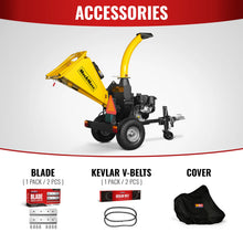 Load image into Gallery viewer, MechMaxx 5 inch E-Start KOHLER 429cc 14hp Gasoline Engine Powered Disc Wood Chipper with Taillight, P4205