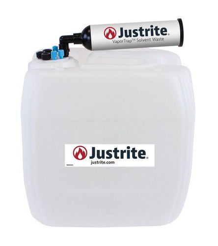 Justrite 13.5 Liter HDPE Carboy with Filter Kit, UN/DOT Certfied, VaporTrap, 4 Ports 1/8