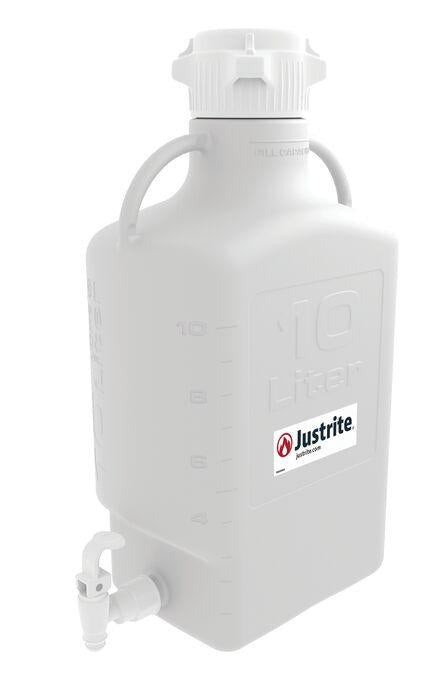 Justrite 10 Liter Polypropylene Carboy With Spigot, 83mm Cap - 12939