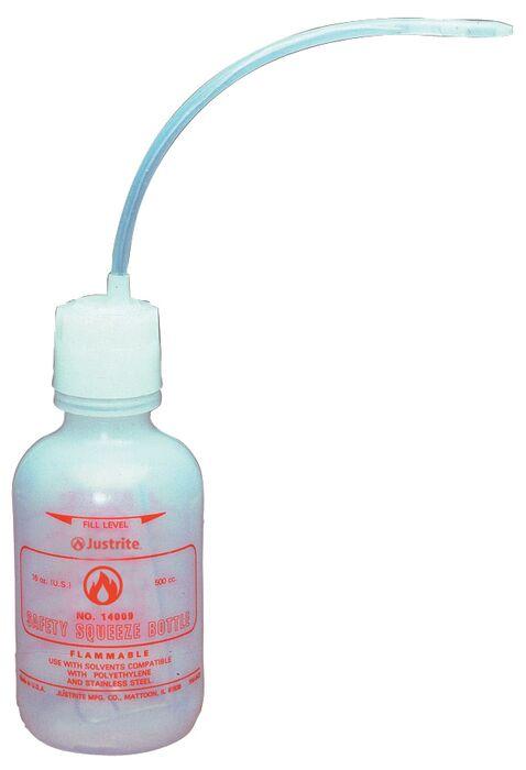 Justrite 16 Ounce, Dispensing Bottle With Flexible Tube for Flammable Liquids, Polyethylene, White - 14009