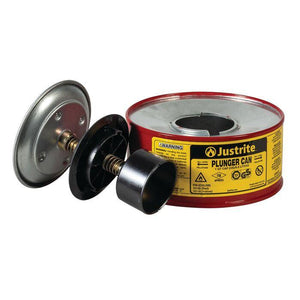 Justrite 1 Quart Steel Plunger Dispensing Can, Perforated Pan Screen Serves as Flame Arrester, Red - 10108