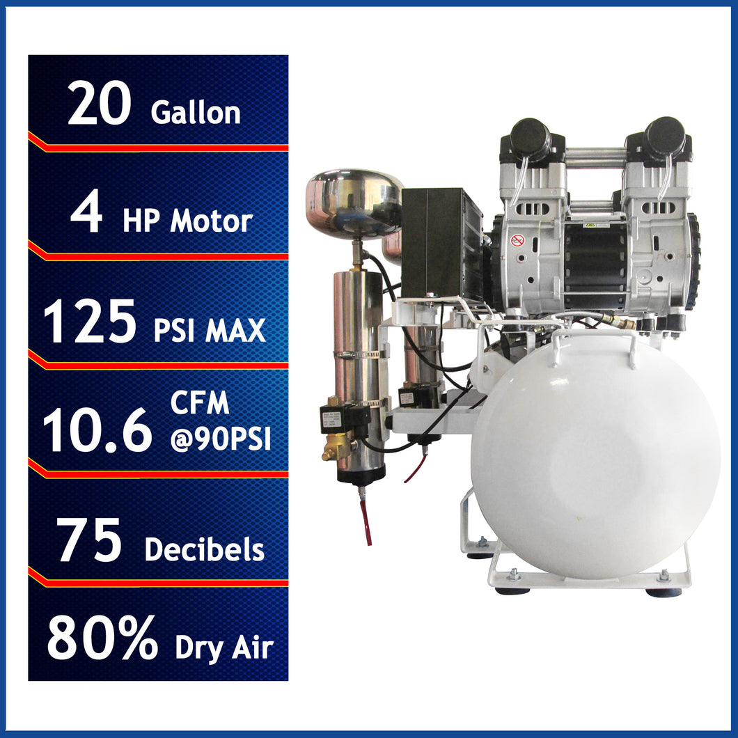 California Air Tools 20040DCAD  Ultra Quiet Ultra Dry & Oil Free Air Compressor