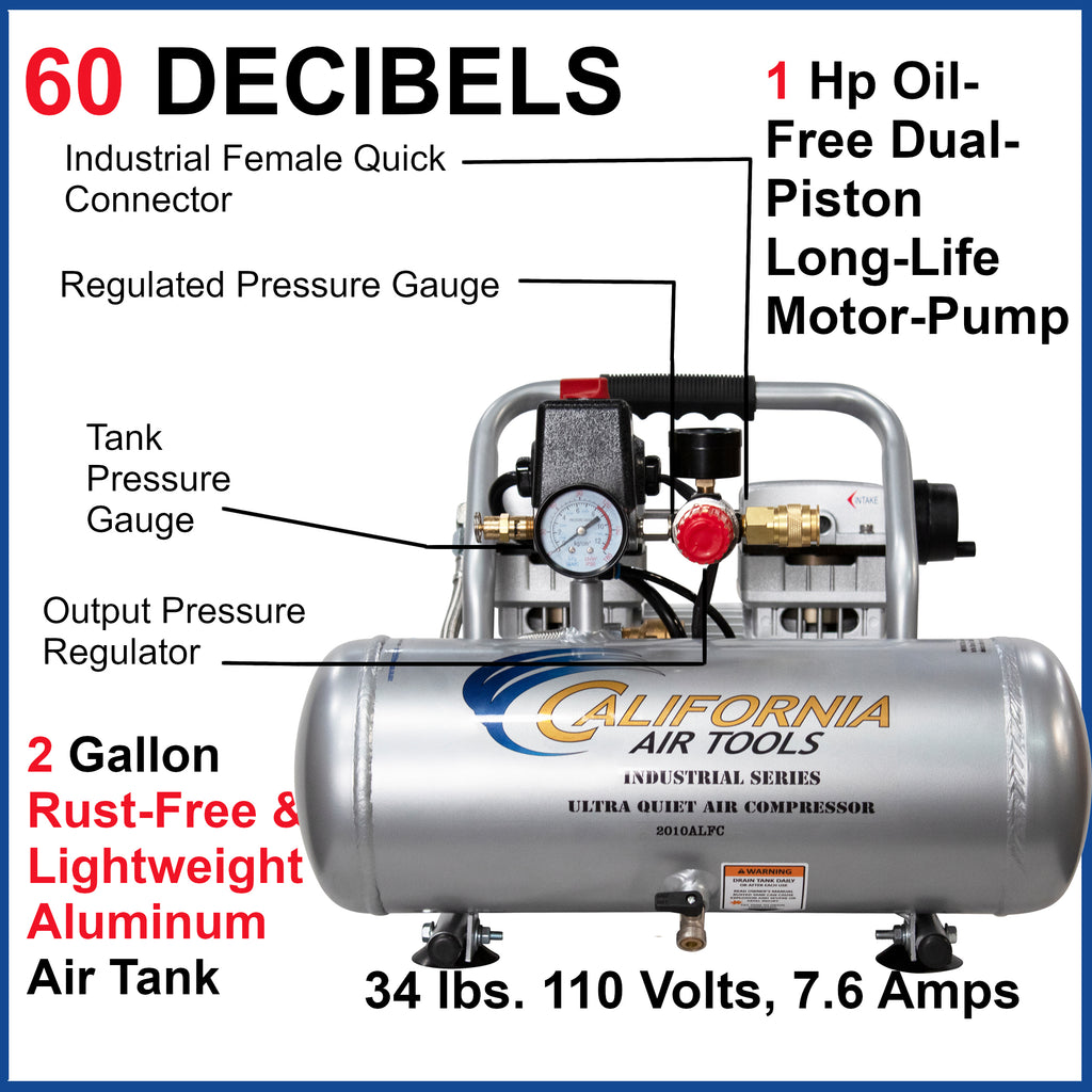 California Air Tools 2010ALFC Industrial Ultra Quiet & Oil Free Air Compressor