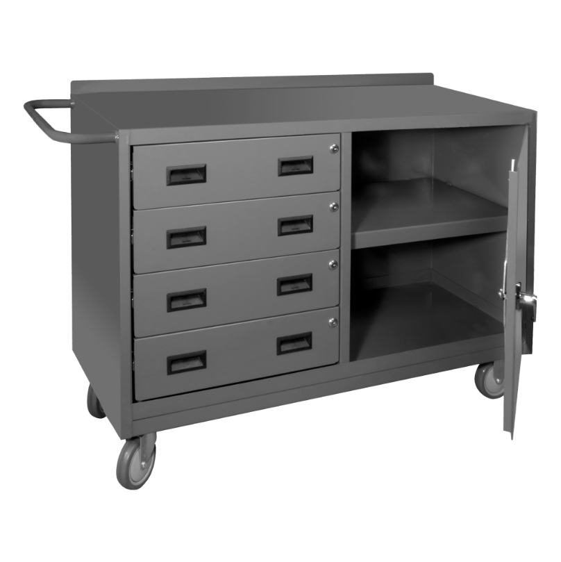 Durham 2221-95 Mobile Bench Cabinet, 1 Shelf, 4 Drawers, 18-1/4 X 54-1/8 X 36-3/8