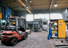 Load image into Gallery viewer, Justrite™ 30-Minute EN Flammable Safety Cabinet, 30 Gal., 3 shelves, 1 hybrid-close door, Yellow