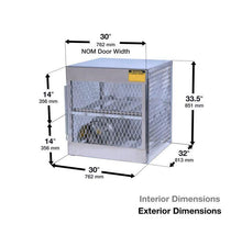 Load image into Gallery viewer, Justrite 4 Horizontal 20 to 33 Lb. LPG Cylinder Capacity, Gas Cylinder Cabinet Locker, Aluminum  - 23001