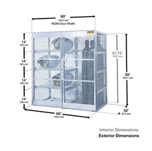 Load image into Gallery viewer, Justrite™ Cylinder locker combo for storage of 8 horizontal LPG and 10 vertical Compressed Gas cylinders.