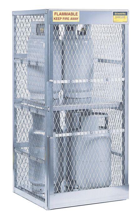 Justrite™ Cylinder locker for safe storage of 8 vertical 20 or 33-lb. LPG cylinders.