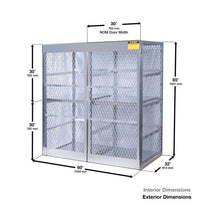 Load image into Gallery viewer, Justrite™ Cylinder locker for safe storage of 16 vertical 20 or 33-lb. LPG cylinders.