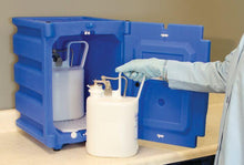 Load image into Gallery viewer, Justrite Hold Two 4-Liter Bottles, 1 Door, Manual Close, Corrosives/Acids Plastic Safety Cabinet, Countertop, Blue - 24080