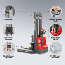 Load image into Gallery viewer, MechMaxx 2640lbs Electric Straddle Stacker, 118" Lift, Adjustable Legs &amp; Forks, F26-118SLA