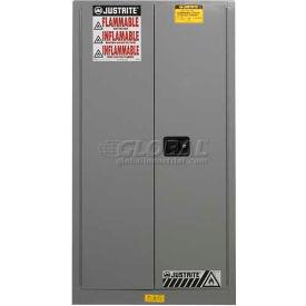 Justrite 12 Gallon, 2 Doors, Self Close, Flammable Safety Cabinet, Sure-Grip® EX Piggyback, Gray - 891323