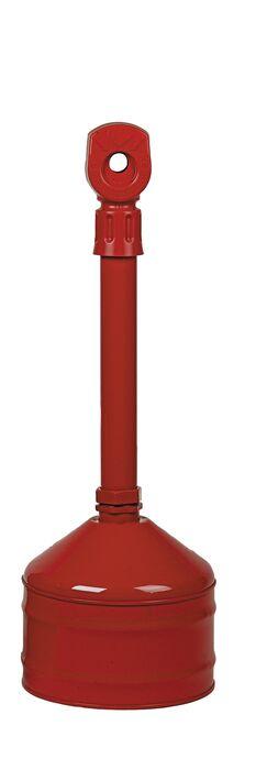 Justrite 2.5 Gallon Heavy Duty Cigarette Butt Can, Plastic Topper, Steel Base and Neck, Red - 26810R